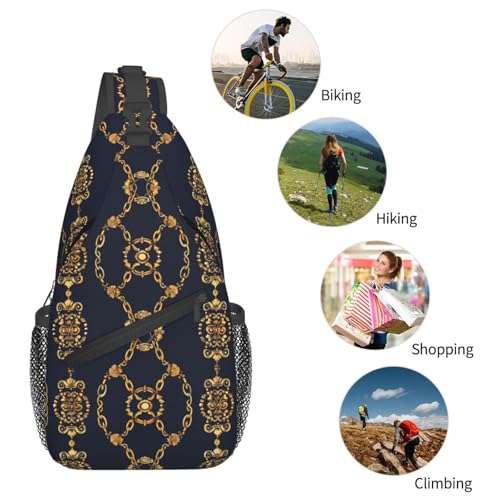Gold Chains Outdoor Crossbody Shoulder Bag For Unisex Young Adult Hiking Bicycling - color: 6