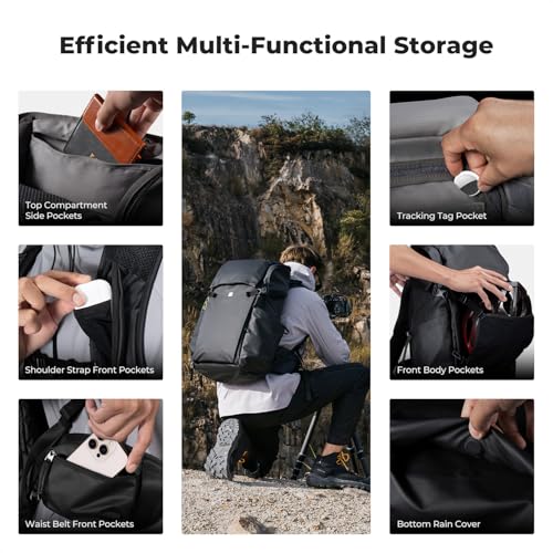 K&F Concept Camera Backpack, 30L Large Capacity Camera Bag, Waterproof DSLR Camera BackPack, Extra Large Photography Bag Backpack - color: Black, size: Large