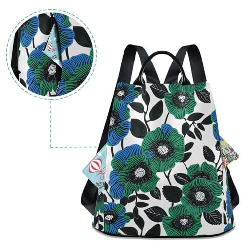 MNSRUU Women Backpack Purse Floral Backpack for Women Anti-theft Shoulder Bag Carry On Backpack Lightweight Rucksack Fashion Travel Ladies Bags - color: Floral A9360