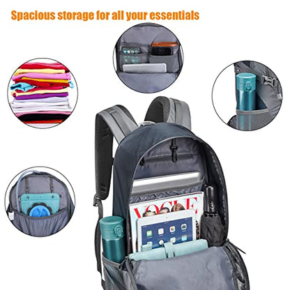 G4Free 35L Hiking Backpack Water Resistant Outdoor Sports Travel Daypack Lightweight with Rain Cover for Women Men (Navy Blue) - color: Grey / Blue
