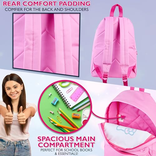 Hello Kitty Girls Backpack with Zipped Front Pocket, Adjustable Strap For School
