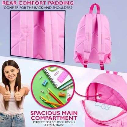 Hello Kitty Girls Backpack with Zipped Front Pocket, Adjustable Strap For School