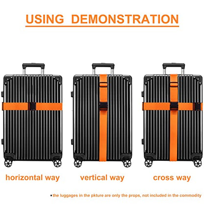 Luggage Straps for Suitcases TSA Approved Travel Belt 4 Pack by Chelmon(Orange) - color: Orange