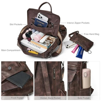 Shrrie Backpack Purse for Women Fashion Leather Backpack Purse Designer Travel Backpack Convertible Shoulder Bag with Wristlet for Work College - color: 1-3 Two-toned Coffee A1