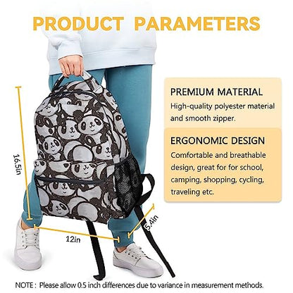 Panda Backpack for Girls Boys, 16 Inch Panda Theme Bookbag with Adjustable Straps, Durable, Lightweight, School Bag with Large Capacity - color: Panda2