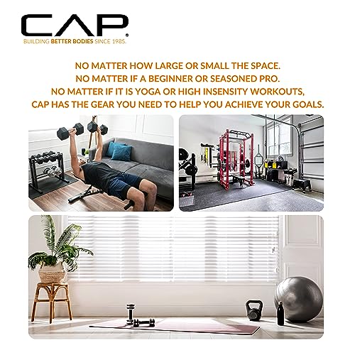 CAP Rubber Coated Hex Dumbbell Set with Storage Rack | 100–210 lb Options, Space-Saving Vertical Compact Storage for Home Gym Strength Training - size: 150 lb - Set, style: 12-Sided Black Handle