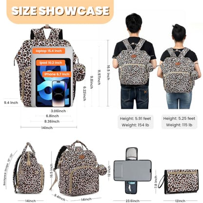 ROSEGIN Diaper Bag Backpack with Changing Pad, Pacifier Case, Baby Bag for Boy Girl Toddler - Large, Stylish, Waterproof Travel Quilted Diaper Bag for Mom - Baby Shower - Cheetah - color: Cheetah