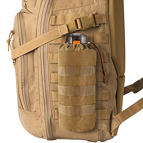 FRTKK Tactical MOLLE Water Bottle Pouch with Drawstring Open Top & Mesh Bottom, Military Water Bottle Holder Bag Sports Travel Hydration Carrier - color: Tan