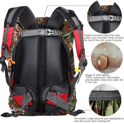 Waterproof Backpack Rain Cover with Anti Slip Buckle Strap for Camping, Hiking, Traveling, Hunting, Biking, 15-80L - color: Jungle Camouflage, size: 40L - 50L