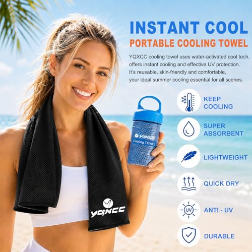 YQXCC 2 Pack Cooling Towels (47"x12"), Ice Cool Neck Towel, Soft Breathable Microfiber for Yoga, Golf, Gym, Running, Camping & Hot Weather - color: 2*dark Gray