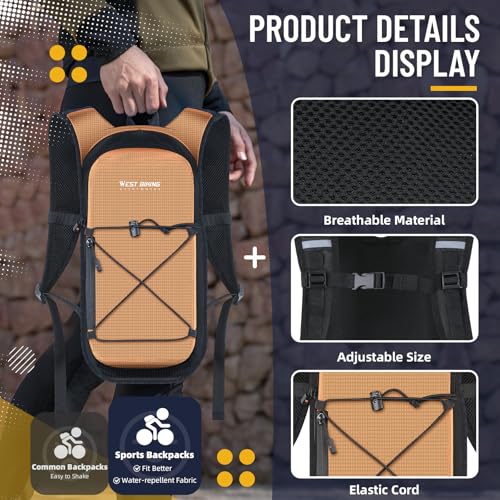 Hydration Backpack with 2L TPU Water Bladder, Lightweight Hiking Water Backpack, Running Hydration Pack for Cycling Climbing Camping Rave, Hydropack for Men Women - color: Orange