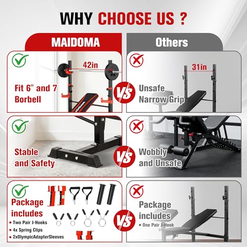 Foldable 1500LBS 6 IN 1 Weight Bench Set with Squat Rack, Leg Extension/Curl & Preacher Curl, Adjustable Bench Press Set with Safety Bar Catches for Home Gym Full Body Workout