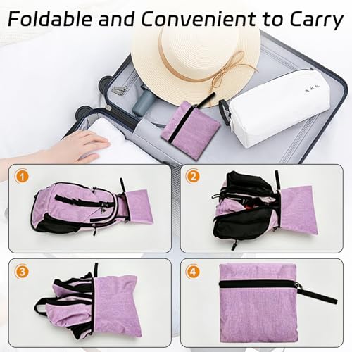 15L Small Hiking Backpack Foldable Ultralight Trekking Camping Outdoors Backpack for Women Men (Purple) - color: Purple