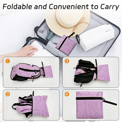 15L Small Hiking Backpack Foldable Ultralight Trekking Camping Outdoors Backpack for Women Men (Purple) - color: Purple