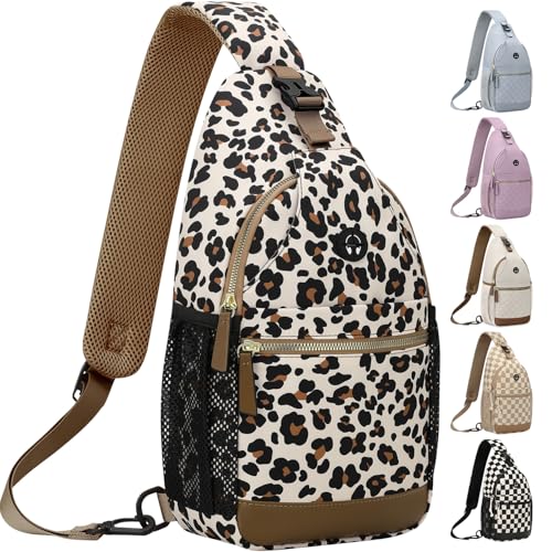 Vankor Small Crossbody Purses Bags for Women Men Travel, Chest Sling Bag Women Casual Cross Body Bag for Woman Sling Backpack - color: Leopard Print, size: Medium