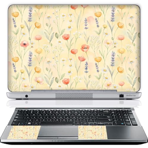 11.6 12 Inch Laptop Skin Sticker Cover Premium Sticker Cover Art Decal Decorative (Included 2 Wrist Pad Skins) - Floral Meadow - color: 3717, size: 12 Inch