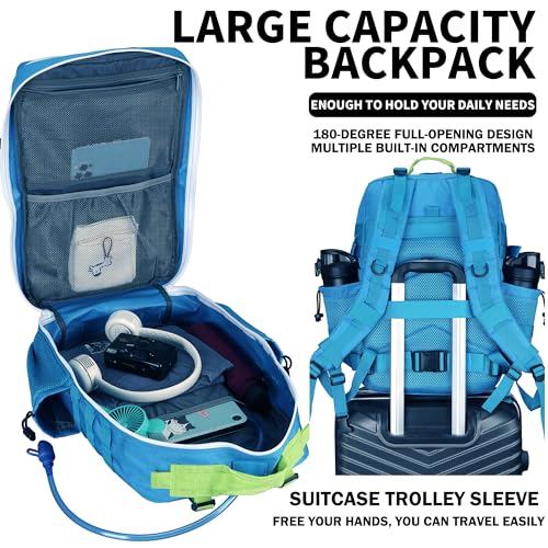 Military Tactical Backpack 45L/25L 3 Day Assault Pack Molle Daypack Hiking Backpack for Men and Women (Blue-Yellow, 45L) - color: Blue-yellow, size: 45L