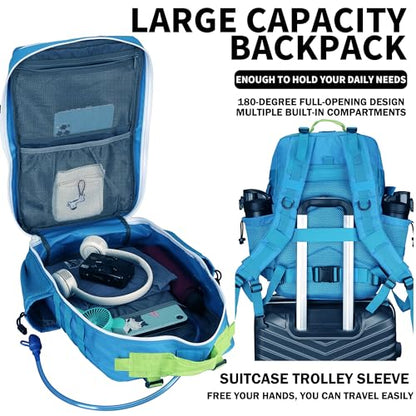 Military Tactical Backpack 45L/25L 3 Day Assault Pack Molle Daypack Hiking Backpack for Men and Women (Blue-Yellow, 45L) - color: Blue-yellow, size: 45L