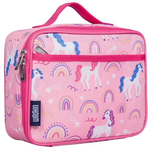 Wildkin Kids Insulated Lunch Box, Keeps Food Hot or Cold, BPA-Free with Mesh Pockets & Easy-Clean Lining – Ideal for School, Travel & Daycare – Rainbow Unicorn - color: Rainbow Unicorn, size: 9.75 x 7 x 3.25 inches
