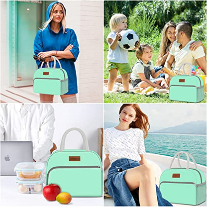 Coobiiya Lunch Bag Women, Lunch Box Bag for Women Adult Men, Small Leakproof Cute Lunch Tote Large Capacity Reusable Insulated Cooler Lunch Container for Work/Office/Picnic/Travel-Green - color: Green
