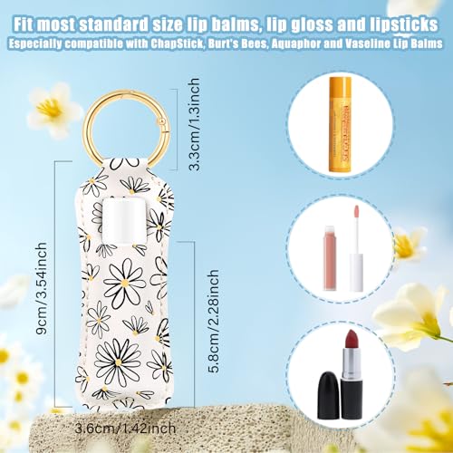 WK IEASON Lip Balm Holder for Chapstick Lipstick Sleeve Keychain,Small Christmas Gifts Stocking Stuffers for Teen Girls Women - color: 3 Pcs Floral Set C