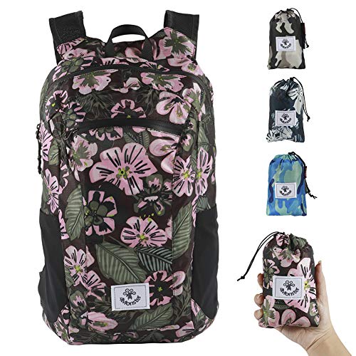 4Monster Hiking Daypack,Water Resistant Lightweight Packable Backpack for Travel Camping Outdoor - color: Flower Pink, size: 16L
