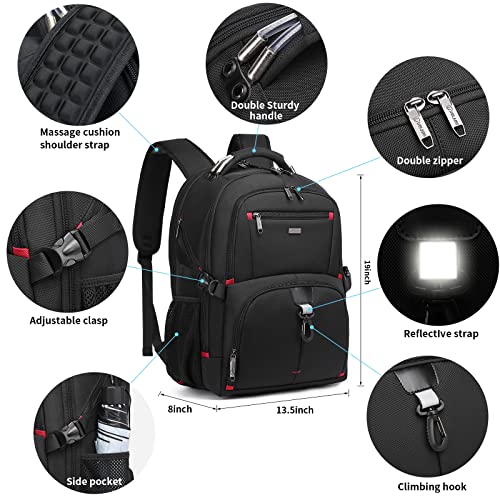 DUSLANG 50L Travel Laptop Backpack for Men Women, Extra Large Heavy Duty Big Carry on Backpack for Weekend Airline Approved Fits 17 Inch Computer, Black - color: 50l Black