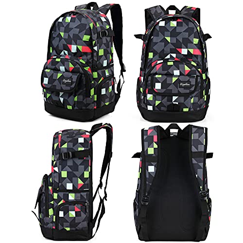 rickyh style School Backpack Travel Bag for Men & Women Lightweight College Back Pack with Laptop Compartmen - color: 04new Grey & Green
