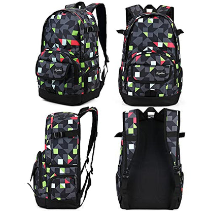 rickyh style School Backpack Travel Bag for Men & Women Lightweight College Back Pack with Laptop Compartmen - color: 04new Grey & Green