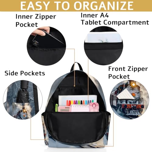 Locomotive Train Kids Backpack for Boys Girls Winter Transport Preschool Toddler Backpack Kindergarten Nursery Bookbag Travel Children School Bag - color: Locomotive