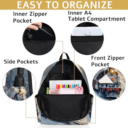 Locomotive Train Kids Backpack for Boys Girls Winter Transport Preschool Toddler Backpack Kindergarten Nursery Bookbag Travel Children School Bag - color: Locomotive