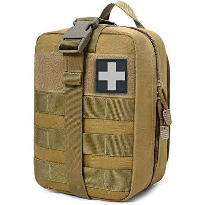 1000D Molle Ifak Pouch Rip Away, Tactical Tear Away Medical Pouch Empty, Military First Aid Pouch Bag Only for Camping Hiking Travel - color: Tan