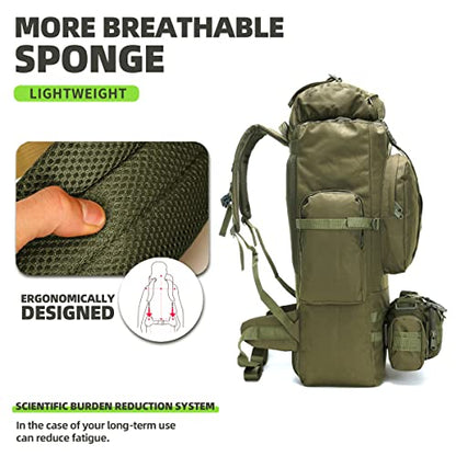 100L Camping Hiking Backpack,Molle military Tactical rucksack backpack,Waterproof Lightweight Hiking Backpack - color: Armygreen
