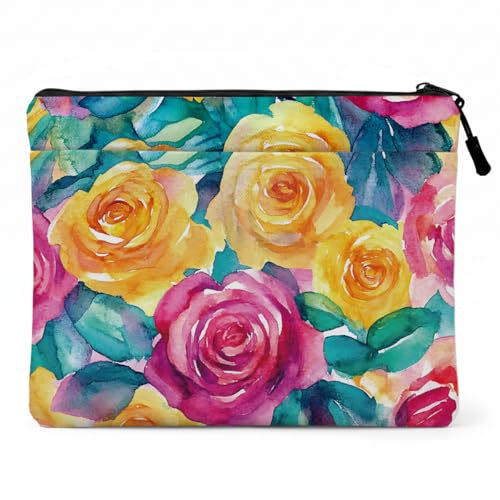 13.3 inch Laptop Case, Elegant Watercolor Floral Print Laptop Sleeve, Soft Velvet Computer Sleeve with Pocket, Compatible with 13-13.3 Slim Laptops, Aesthetic Notebook Cover Bag for Business Work - color: Rose Floral 1417