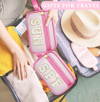 COSHAYSOO Clear Sunscreen Bag Makeup Toiletries Pouch Beach Vacation Essentials Summer Travel Stuff Accessories Personalized Graduation Gifts for Women College Teen Girls Teacher Nurse Pink SPF - color: Pink-SPF