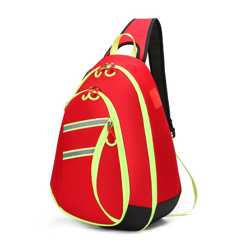 First Aid Sling Bag Backpack,Sling Crossbody Bag,Heavy Duty Emergencies Medical Bag,For Cycling Camping Traveling. (Red, L) - color: Red, size: Large