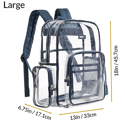 J.CARP Clear Bag Heavy Duty Backpack Durable Transparent See Through Bag - color: Large, Blue