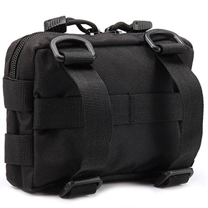 MOLLE Pouches - 2 Pack Tactical Compact Water-Resistant Utility Gadget Gear EDC Pouch - color: Black and Tan
