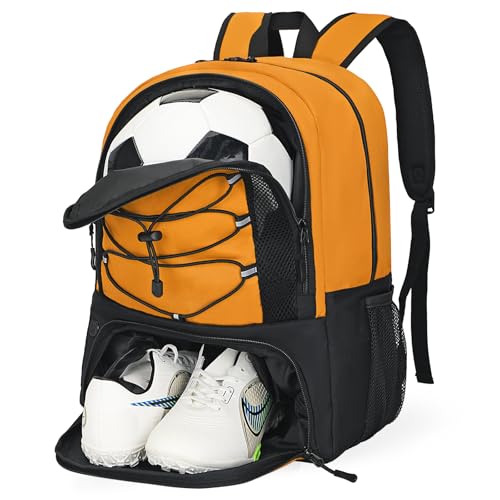 Goloni Soccer Bag, Basketball Bag with Ball Compartment & Shoe Compartment,Large Soccer Backpack for Basketball,Gym，Football - color: Dark Coffee