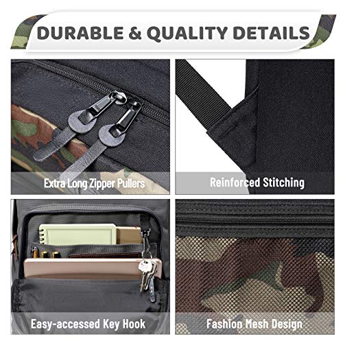 VASCHY School Backpack, Water Resistant Lightweight Casual Backpack for Men Women with Padded Laptop Sleeve Black & Camo - color: Black & Camo