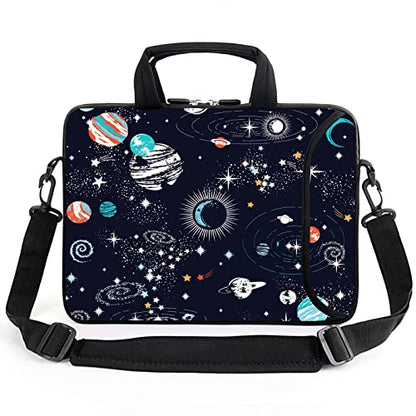 AMARY 15.4" 15.6" laptop sleeve adjustable shoulder strap with handle accessory pocket for men women (Galaxy-1) - color: Galaxy-1