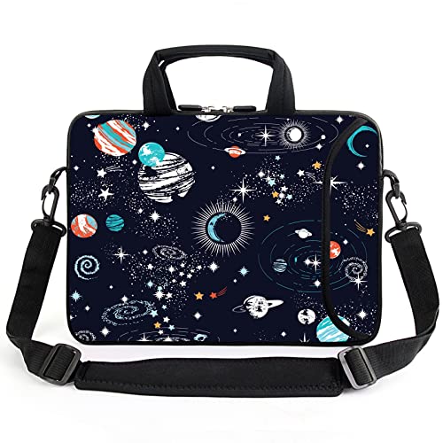 AMARY 15.4" 15.6" laptop sleeve adjustable shoulder strap with handle accessory pocket for men women (Galaxy-1) - color: Galaxy-1