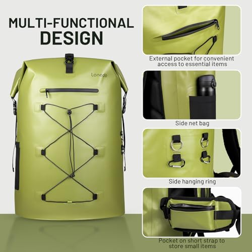 75L Dry Bag Waterproof Backpack Roll-Top Heavy Duty Dry Bag Cushioned Hiking Dry Pack for Kayaking Boating Paddle Fishing Boarding Rafting Travel Camping Beach Cruise Ship