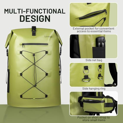 75L Dry Bag Waterproof Backpack Roll-Top Heavy Duty Dry Bag Cushioned Hiking Dry Pack for Kayaking Boating Paddle Fishing Boarding Rafting Travel Camping Beach Cruise Ship