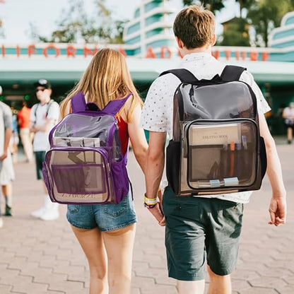 Clear Backpack for School Large Clear Bookbag with Multi-Pockets PVC Transparent Backpack for Boys Girls, Black - color: Black-1pack