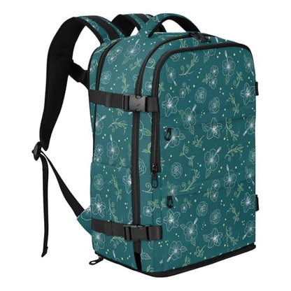 Travel Backpack with Shoe Compartment, 20L Large Capacity Laptop Backpack for Men Women, Teal Hibiscus Daypack for Traveling Hiking Carry On