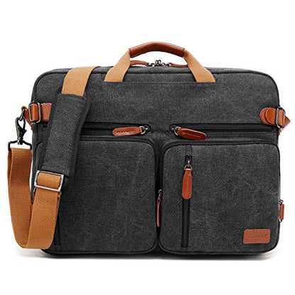 CoolBELL 15.6Inches Convertible Backpack Messenger Shoulder bag Laptop Case Handbag Business Briefcase Multi-functional Travel Rucksack Fits 15.6 Inch Laptop For Men/Women (Cancas Black) - color: Canvas Black, size: 15.6 Inches