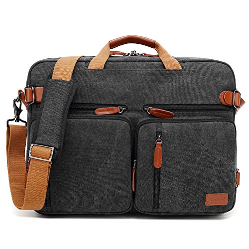 CoolBELL 15.6Inches Convertible Backpack Messenger Shoulder bag Laptop Case Handbag Business Briefcase Multi-functional Travel Rucksack Fits 15.6 Inch Laptop For Men/Women (Cancas Black) - color: Canvas Black, size: 15.6 Inches