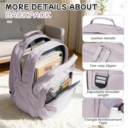 Casual Laptop Backpack for Women Work Travel Daypack Bags, Lightweight Waterproof Backpacks with 2 Large Main Compartments, Anti Theft Slim Sturdy Back Pack, 15” Laptop Sleeve, Pink - color: Pink