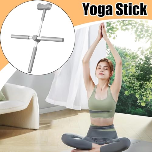 Back Stretcher Stick, Full Frame Mobility Pole, Range Control Using Support Bar, Controlled Movement Conditioning Device, Rehab Pole with T Shape, Training Gear for Sports Studios - color: Gray